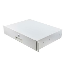 NavePoint 2U Rack Drawer for 19 Inch Server Racks and Cabinets, 13.7 Inches Deep Rack Mount Drawer with Lock, White