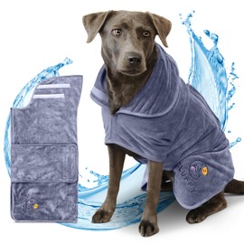 CLUFFY Premium Dog Bathrobe [Extremely Absorbent] Dog Clothing & Accessories Made of Soft Material Version with Improved Velcro Fastening - Dog Bathrobe Perfect for Winter (M)