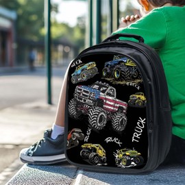 Fuzawet Truck Backpack 3PCS 16" Preschool Elementary Schoolbag with Lunch Box Pencil Case Bookbag Set for Girls Boys Kids Children Teens School Students