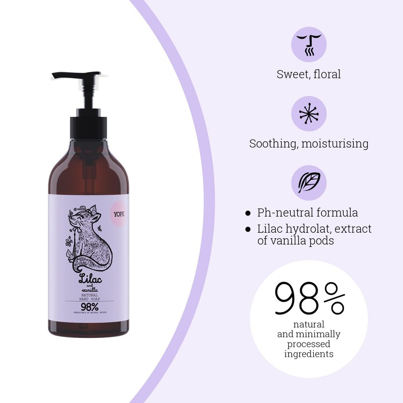 Yope Natural Hand Wash Lilac and Vanilla 500 ml
