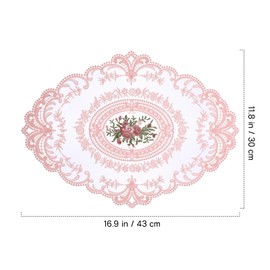 Baluue 2-Pack French Style Crochet Doilies - Silk Lace Placemat Dresser Scarf - Embroidered Flower Placemats - Lace Cup Table Mat - Drink Cup Doilies Coaster - Decorative Dish Mats for, 43x30cm, Pink