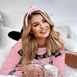 ONENINEDREAM Christmas Knotted Headband for Women Christmas Tree Snowflake Headbands for Girls Snow Headband Christmas Headwear Hair Accessories Pink