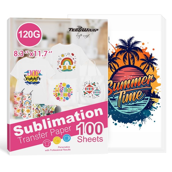 TECKWRAP Sublimation Paper 8.3 x 11.7 Inch 100 Sheets 120gsm