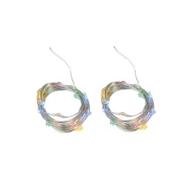 Set of 2 Twinkle Fairy Micro Lights Strands WitTwinkle Fairy String Lights Strands With 20 LEDs,Timer, Battery operated For Easter, Garden, Home, Wedding, Party, Christmas Decoration(Set (Multi Color)