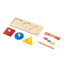 Montessori Wooden Multiple Shape Puzzle for Toddlers,Geometric Peg Puzzles for 18+ Months Baby with Jumbo Knob,Preschool Color & Shape Sorter Educational Toys (3 Pieces)