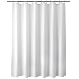 Titanker Fabric Shower Curtain Liner Washable, 72 x 65 Inches, White Shower Liner Fabric with 2 Magnets, Bathroom Polyester Shower Liner Waterproof Soft Lightweight, White