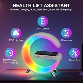 Kangtaixin Kangtaixin bedside lamp with charging function, APP control LED mood light table lamp, EU adapter RGB bedside lamp 13 modes night light for children, night light for adults children bedroom