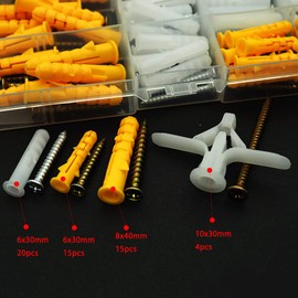 Hymyily Drywall Anchors Kit - Hollow Wall Anchors with Screws, Plasterboard Screws Board Anchors Expansion Bolts Anchor Bolts Expansion Tube Anchors Hollow Wall Anchors Wall Plugs Pipe Roll Connecting Screws Xessary Strong Anti-Rotation Fixing Fixtures f