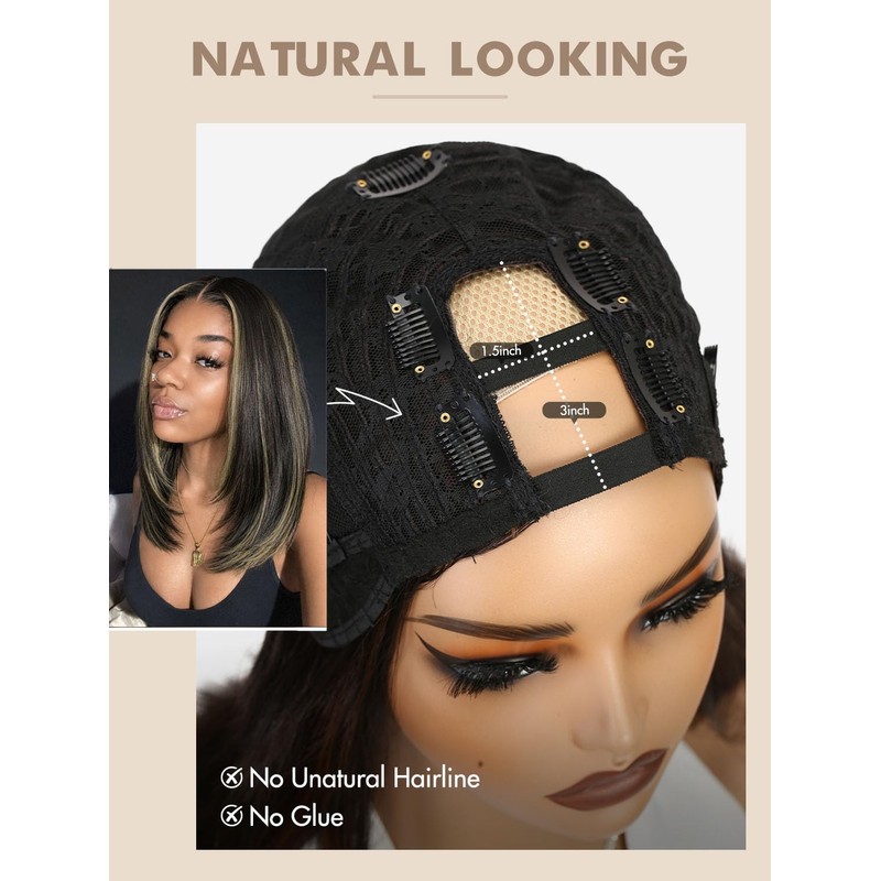 Layered Straight U Part Wig Straight V Part Wig Bob
