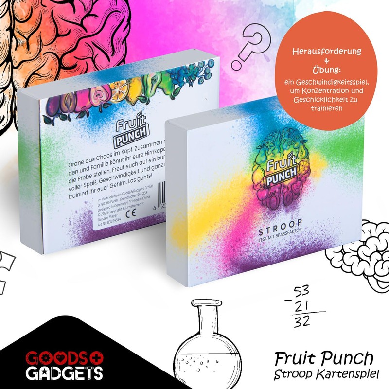 GOODS+GADGETS Fruit Punch Card Game with Stoop Effect, Brain Training