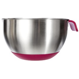 Metaltex 23514610080 Mixing Bowl 2.8 L Non-Slip Stainless Steel Silver and Pink 20 x 20 x 11.5 cm