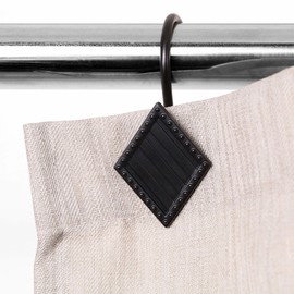 Black Decorative Shower Curtain Hooks: Rust Proof Metal Geometric Diamond Decorative Shower Curtain Rings - Modern Farmhouse Designer Shower Curtain Hangers for Bathroom - Set of 12