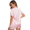 SWOMOG Womens Silk Satin Pajamas Set Short Sleeve Button Down
