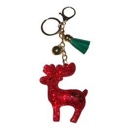 Popfizzy Bling Red Reindeer Keychain, Christmas Gifts for Women and Girls, Stocking Stuffers, Christmas Party Favors