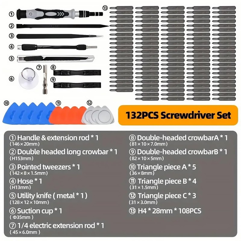 Precision Screwdriver Sets 132-Piece with 108 Magnetic Drill Bit Set