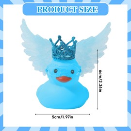 Jyeennar 1PC Blue Angel Rubber Duck with Crown Wing, Mini Duck Car Dashboard Decorations Duck for Jeeps Car Ornament