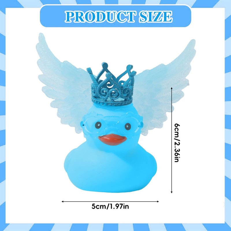 Jyeennar 1PC Blue Angel Rubber Duck with Crown Wing, Mini