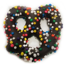 Rainbow Nonpareils Dark Chocolate Covered Pretzels by It's Delish, 2 lbs Bulk Bag – Sweet & Salty Mini Pretzel Bite Size Pretzels Non Pareil Coated – Dairy-Free, Certified Kosher Parve