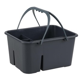 Wekioger Paquete de 1 Organizador de Plástico con Asa, Organizador de Carrito de Limpieza, Color Gris