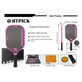 Titanium Pickleball Paddle High Quality Professional 16mm Thickness Honeycomb Core Thermoformed Portable for TrainingMaterial: Titanium Alloy, Color: Pink