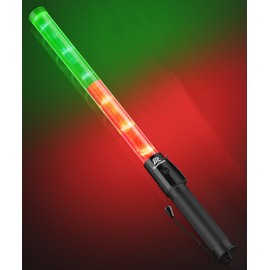 RoadHero 1 Pack 21 Inch Traffic Wands, Red and Green Led Traffic Control Baton, Safety Light Wand with 3 Flashing Modes, Air Marshaling Signal Wand with Side Clip for Airport, Parking, Car Directing