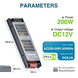 Pack of 2 LED Transformer 230 V to 12 V 200 W Dimmable with Slow Beginning Dimmable Switching Power Supply Transformer 12 V, Mute Driver Power Supply 16.6 A, Driver (12 V - 2 PC, 200, Watt)