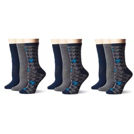 Nine West Lot 9 Pairs Nine West Crew Socks Houndstooth, Grey & Navy Women's Size Shoe 9-11