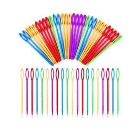 YSTrillion Plastic Sewing Needles, Plastic Sewing Needles, Pack of 100 Plastic Sewing Needles, Weaving Needles for Children, Large Eye Plastic Needles for DIY Hand Sewing, Crafts, 7 cm, Pack of 100