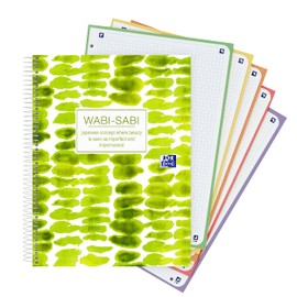 Oxford, A4+ Notebook, 5 x 5 Grid, Extra Cover, 120 Sheets, 5 Colours of Box, 4 Drills, Japanese Pretty Notebook, Wabi-Sabi Design
