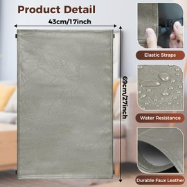 NZDWZDN Headrest Cover for Recliner Chair Recliner Headrest Protector Faux Leather Headrest Cover with Elastic Straps Couch Headrest Covers for Furniture Sofa Protector Office Chair 17 x 27In(Taupe)