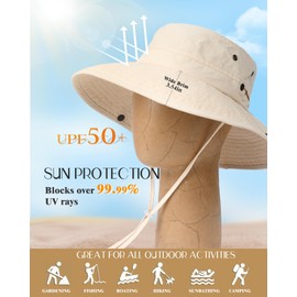 FURTALK Unisex Sun Hat for Women Men UV Protection Summer Wide Brim Packable UPF50 Hiking Fishing Cowboy Hat Beige