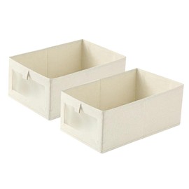 Vbvbip Cotton Linen Drawer Organizer Bins Set of 2 - No Lid Clothes Storage Drawers, Fabric Foldable Stackable Organizers for Closet Bedroom Dorm Underbed Storage