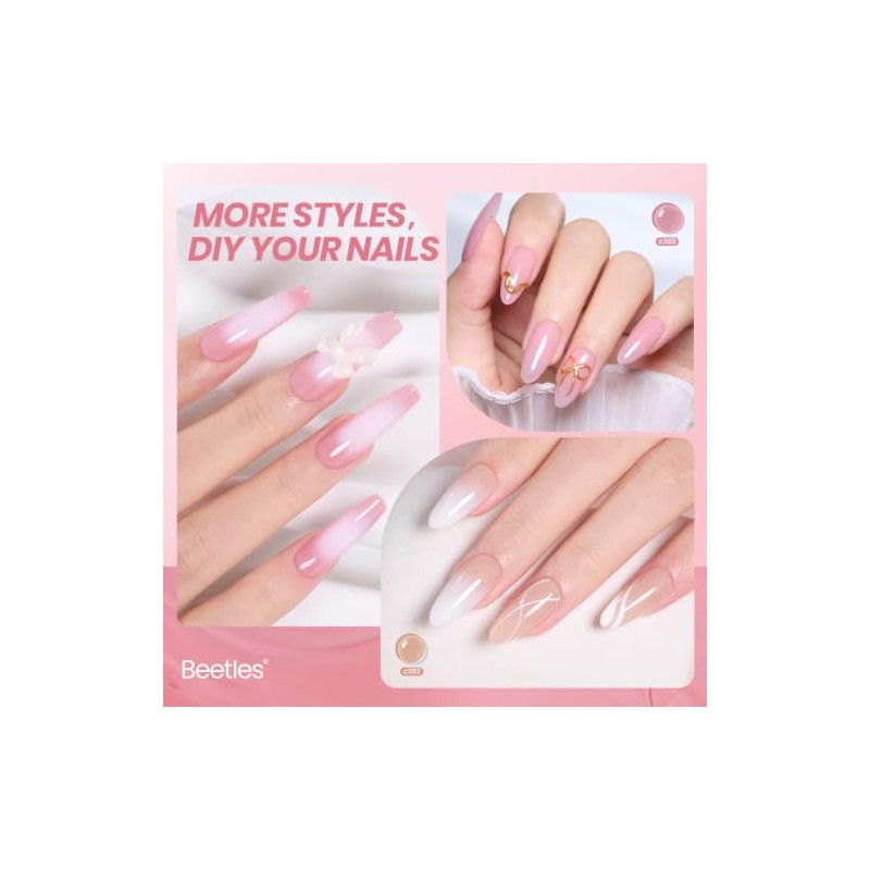 Beetles Esmalte en Gel Jelly Nude, Kit de 6 Colores