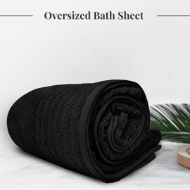 Tens Towels Jumbo Bath Sheet 40 x 80 Inches, Oversized Bath Towel Sheet, 100% Cotton, Lighter Weight, Quicker to Dry, Super Absorbent (Black)