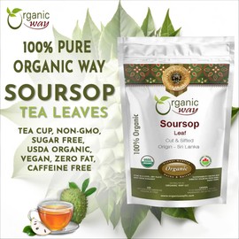 Organic Way Dried Soursop Leaf Coarse Cut (Annona Muricata) - Herbal Tea | Vegan, Non GMO & Gluten Free | Resealable Bag | 100% Raw from Sri Lanka (2 Ounces)