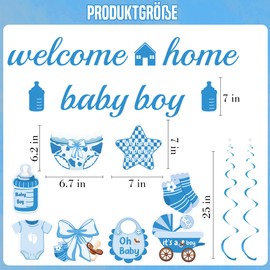 Welcome Home Baby Decoration Boy - Pack of 10 Blue Welcome Home Banner Hanging Swirl Garland Warm Welcome Decoration Baby Shower Decoration Toddler Room Home Decoration