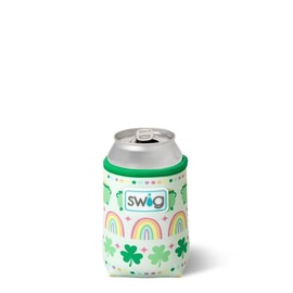 Swig Life Standard Can Coolie, 12oz Can Holder, Neoprene Insulated Cooler with Pocket, Covers for Standard 12 oz Beer Bottles, Beach Accessories for Women (Lucky Charm)