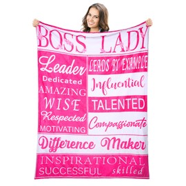 Blulu Boss Lady Gifts Boss Lady Blanket Boss Day Gifts Boss Lady Office Decor Boss Lady Blanket Boss Birthday Appreciation Gifts Retirement Graduation Appreciation Gift, 71 x 48 Inches
