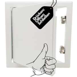 Inspection Flap 20 x 20 cm with Snap Lock Premium I Inspection Door 200 x 200 mm Push to Open Steel White Coated