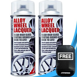 4TRESS E-TECH 2 x 400ml Clear Alloy Wheel Lacquer Chip Resistant Wheel Refurbishment Cans Non Slip Car Dash Mat