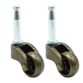 DUZFOREI 4PCS 1Inch Swivel Stem Ball Caster Wheel, Stem Antique Caster, Yellow Coffee Antique Color, Suitable for Various Furniture Pieces Including Stools Plant Stands