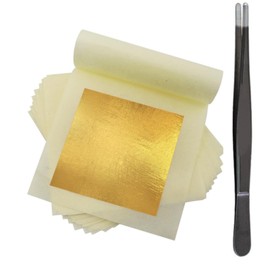 dshyuauoci 50 Sheets Edible Gold Leaf with A Pair of Tweezers, 24k Pure Edible Gold Flakes 3.5×3.5 Inches Food Craft Decoration Perfect for Decorating Cakes Desserts Wine Chocolate