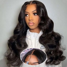 LJZYW Wear and Go Glueless Wig Human Hair Pre Plucked Pre Cut 5x5 Lace Closure Curly Wigs 180% Density Body Wave Human Hair Wig for Black Women Natural Color with Baby Hair 20Inch
