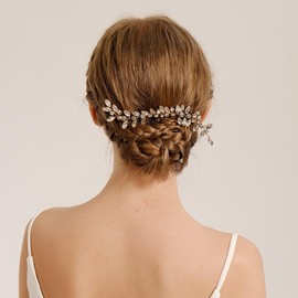 BERYUAN Bridal Full Rhinestone Hair Comb Teardrop Rhinestone Bridal Headpiece Crystal Rhinestone Hair Comb Silver Gold Wedding Hairpiece for Brides Bridesmaid (gold)