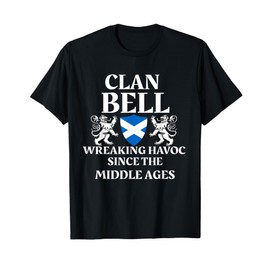 Bell Clan Scottish Family Kilt Tartan Lion Name T-Shirt