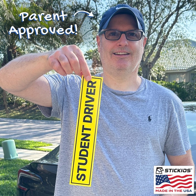 Stickios Non-Magnetic Student Driver Stickers - Removable Vinyl Decals for