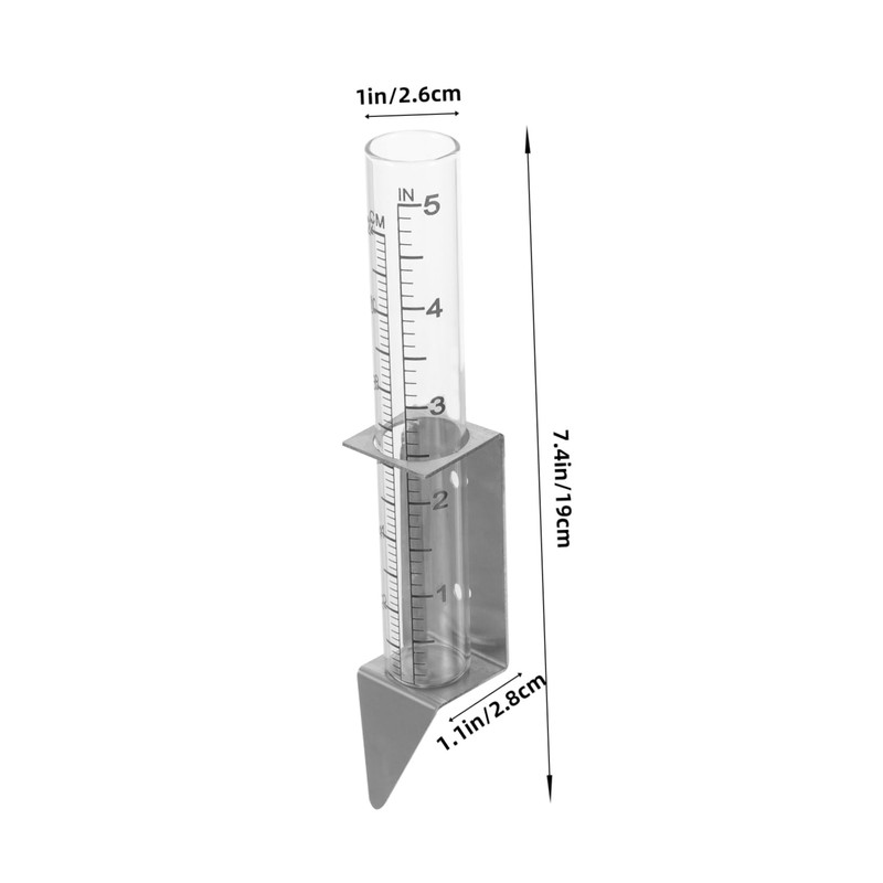 Sosoport 1set Lawn Rain Gauge Stainless Steel Rack Accurate Precipitation