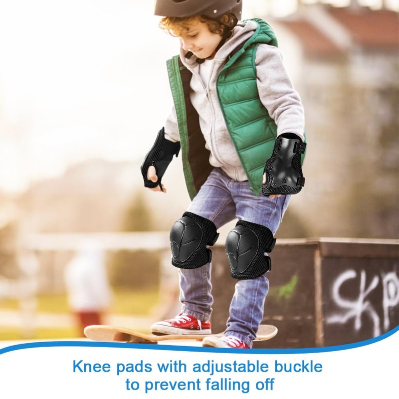 Casenly Children's Knee Pads, 6-in-1 Protective Equipment, Inline Pads, Adjustable