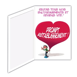 GLCT-0159 Card Gaston Lagaffe Good Prompt Recovery Recovery Sick Disease Broken Plaster Humour Comic Book with Illustrated Envelope 17.5 x 12 cm Made in France