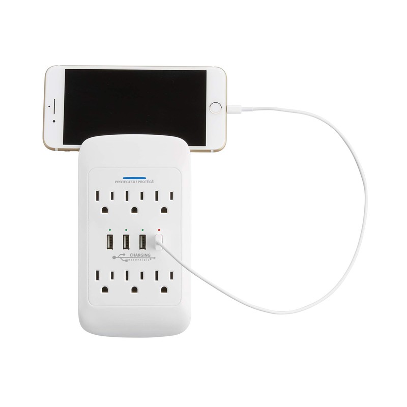 Charging Essentials 6 AC Outlets + 4 USB Ports Wall